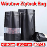 50-Pack Resealable Dog Treat Bags – Black Window Pouches