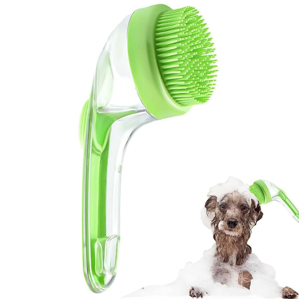 2-in-1 Pet Bath Brush with Built-in Shampoo Dispenser Dog Shampoo Bubble Maker Dog Cat Bathing Grooming Tool Blue