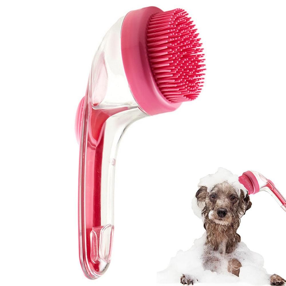 2-in-1 Pet Bath Brush with Built-in Shampoo Dispenser Dog Shampoo Bubble Maker Dog Cat Bathing Grooming Tool Blue