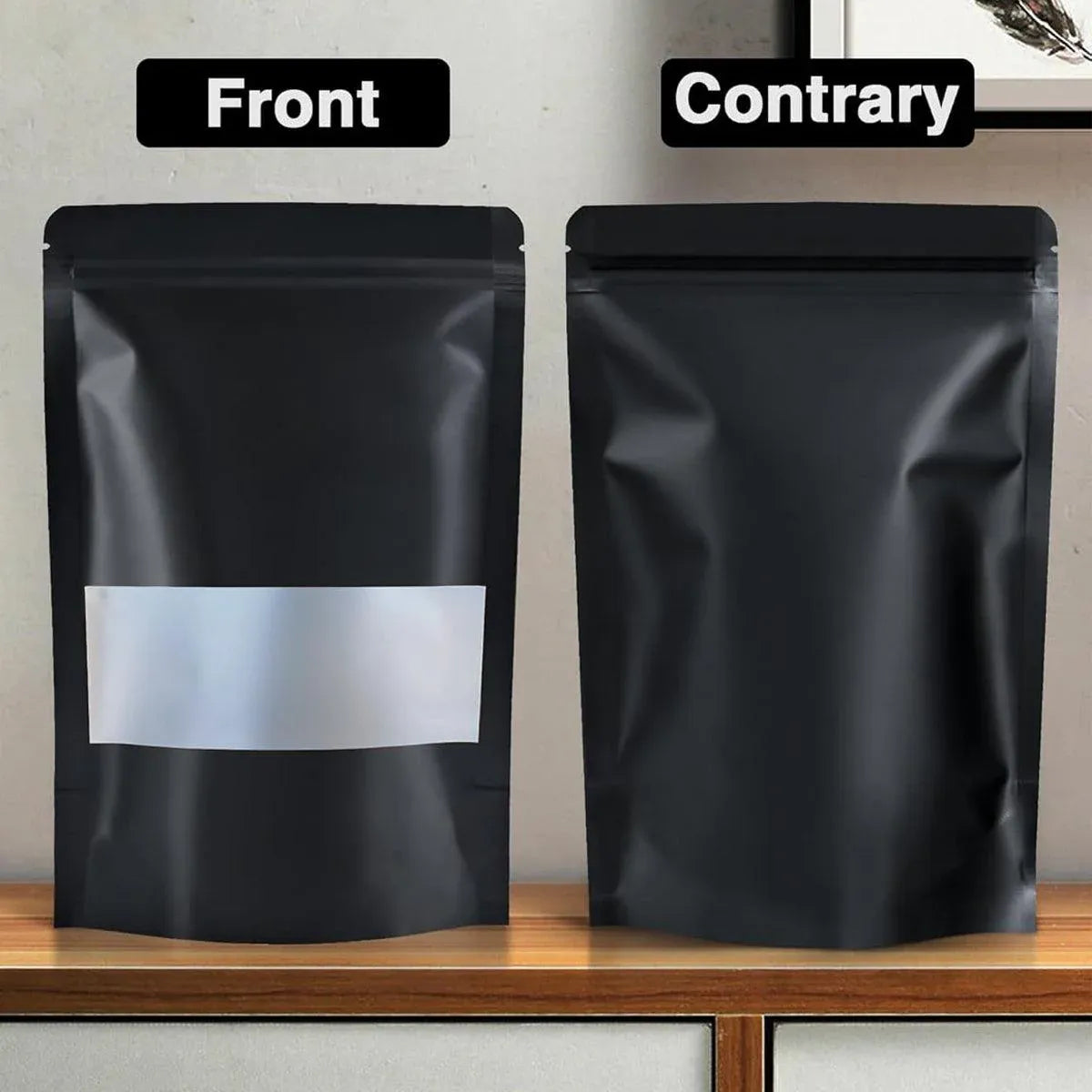 50-Pack Resealable Dog Treat Bags – Black Window Pouches