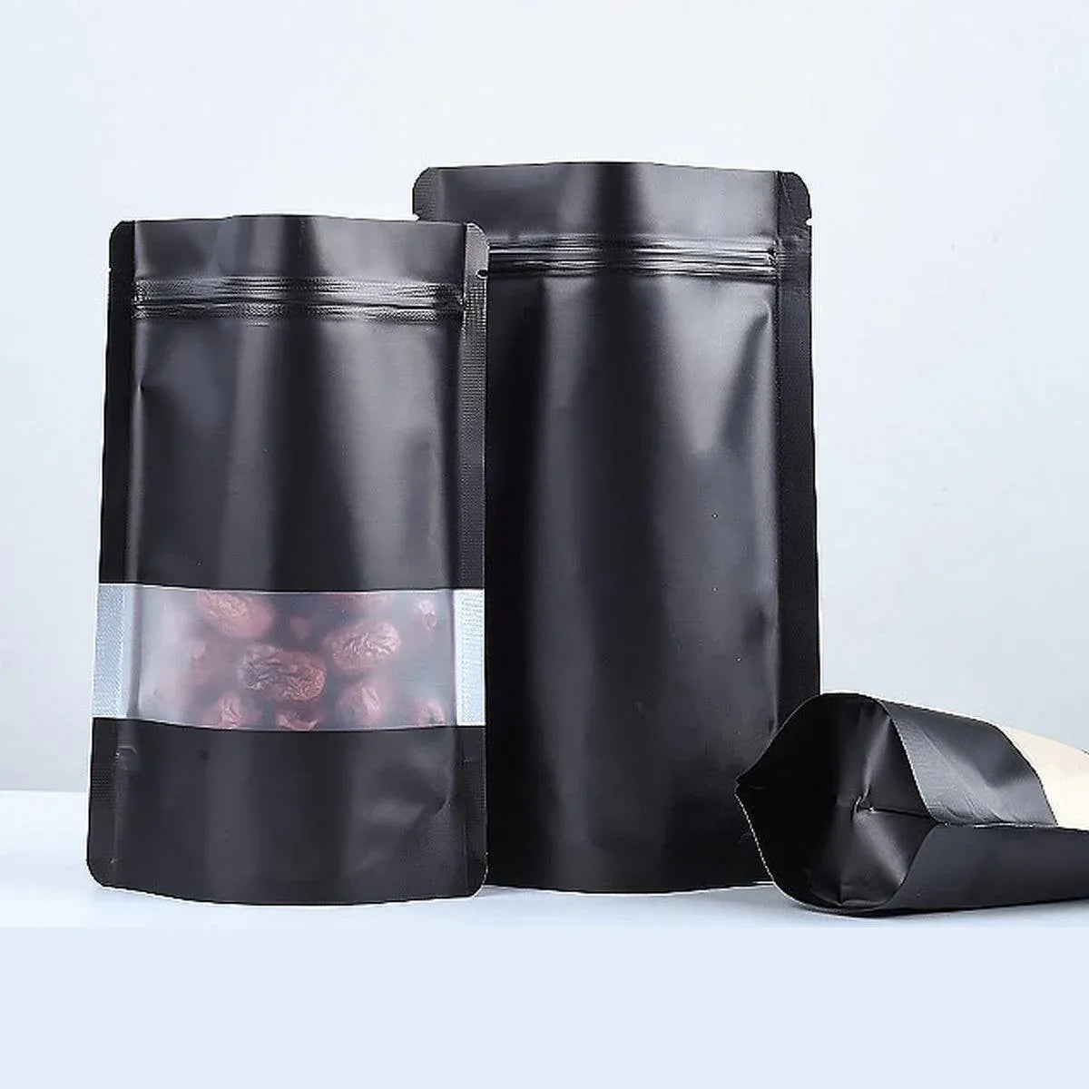 50-Pack Resealable Dog Treat Bags – Black Window Pouches