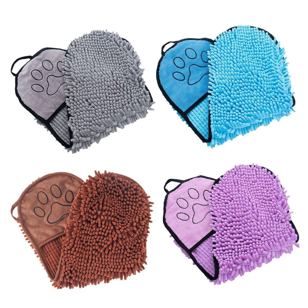Quick Drying Coffee Dog Bath Towel with Hand Pockets