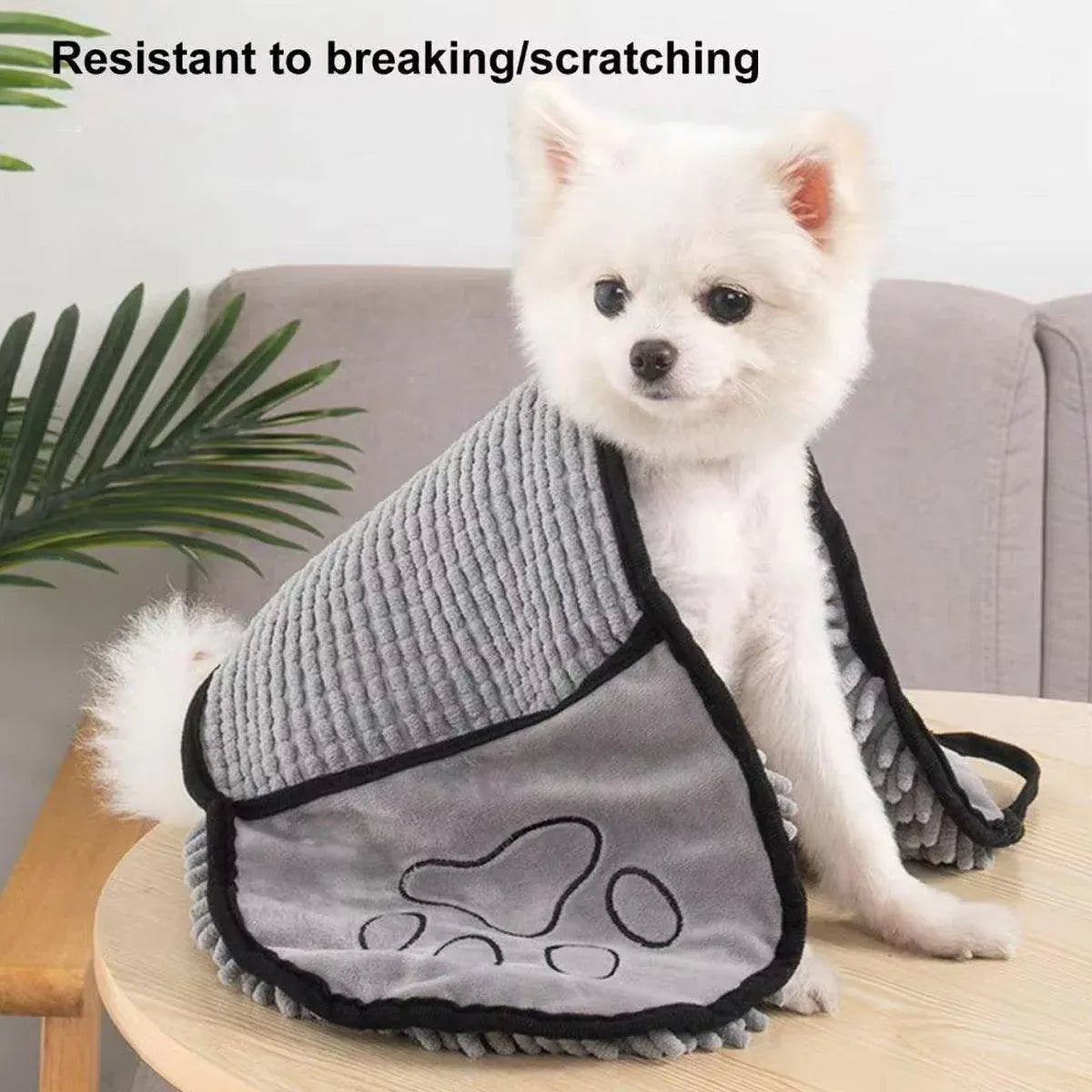 Quick Drying Coffee Dog Bath Towel with Hand Pockets
