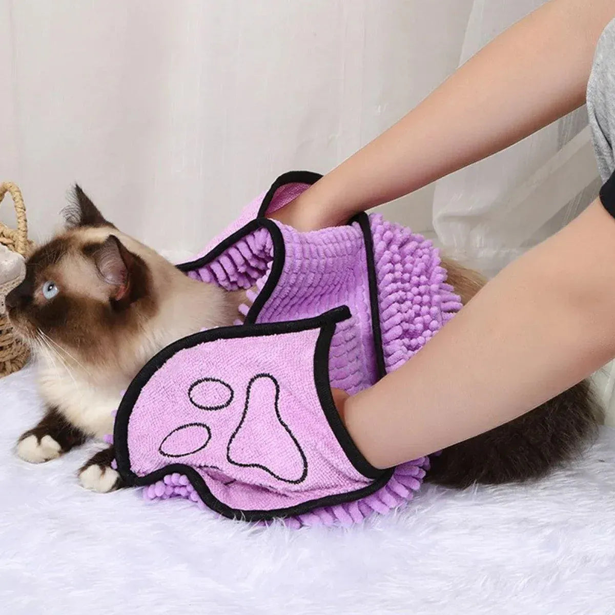 Quick Drying Coffee Dog Bath Towel with Hand Pockets