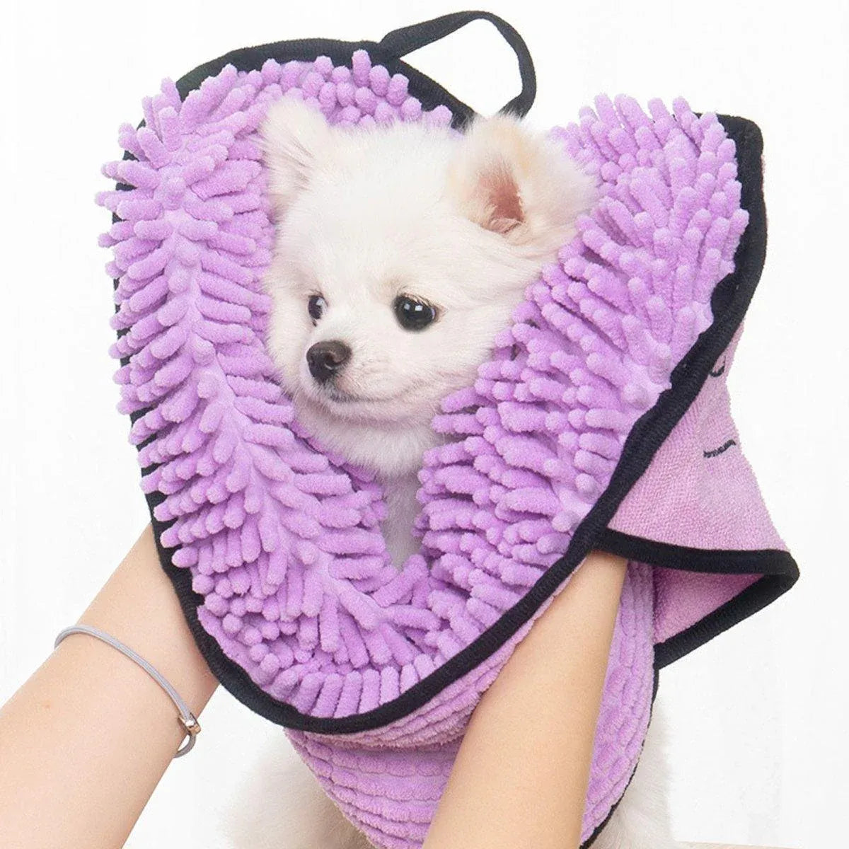 Quick Drying Coffee Dog Bath Towel with Hand Pockets