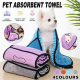 Grey Quick Drying Dog Towel with Hand Pockets – 62 × 23cm