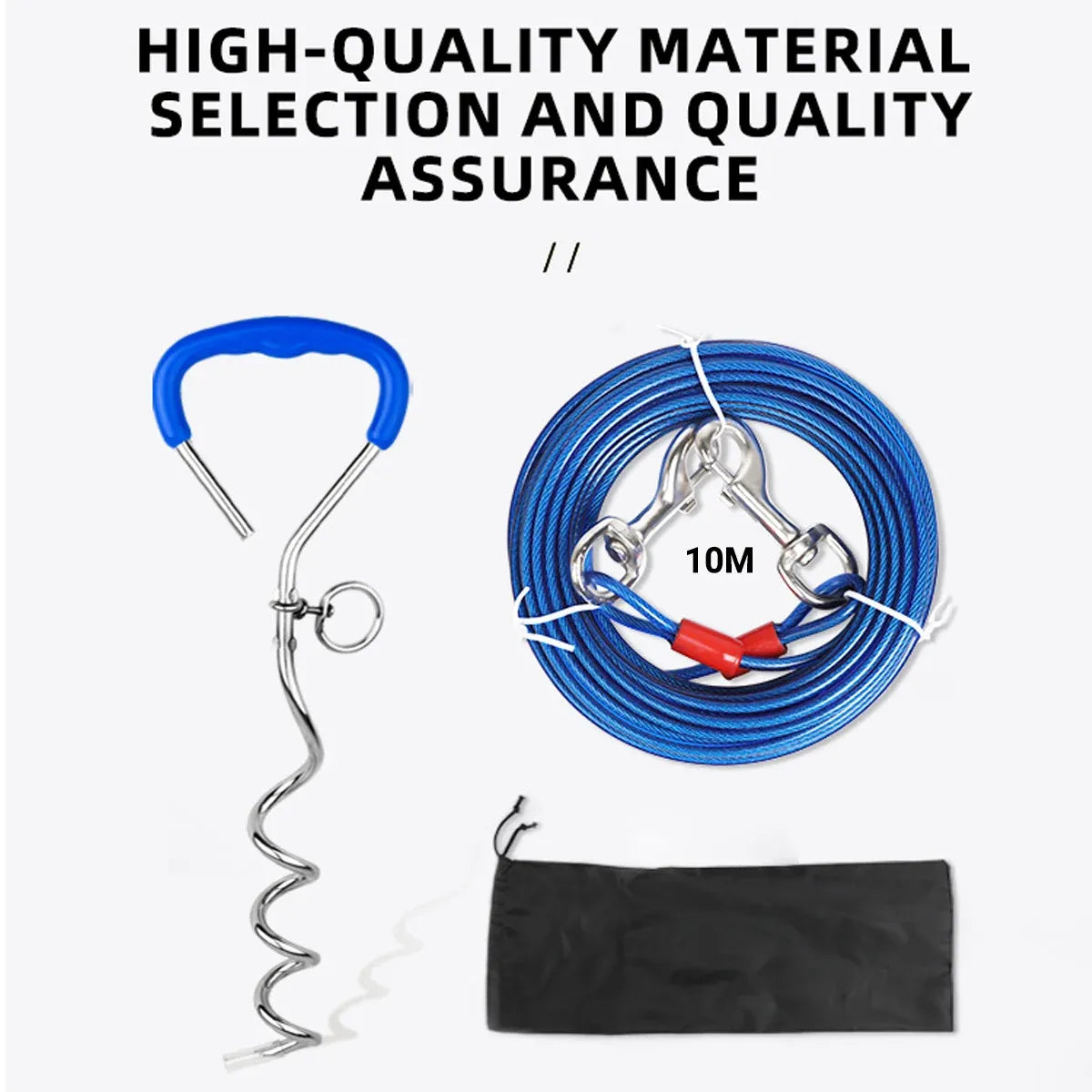10m Dog Tie-Out Stake & Cable – Small to Medium Dogs