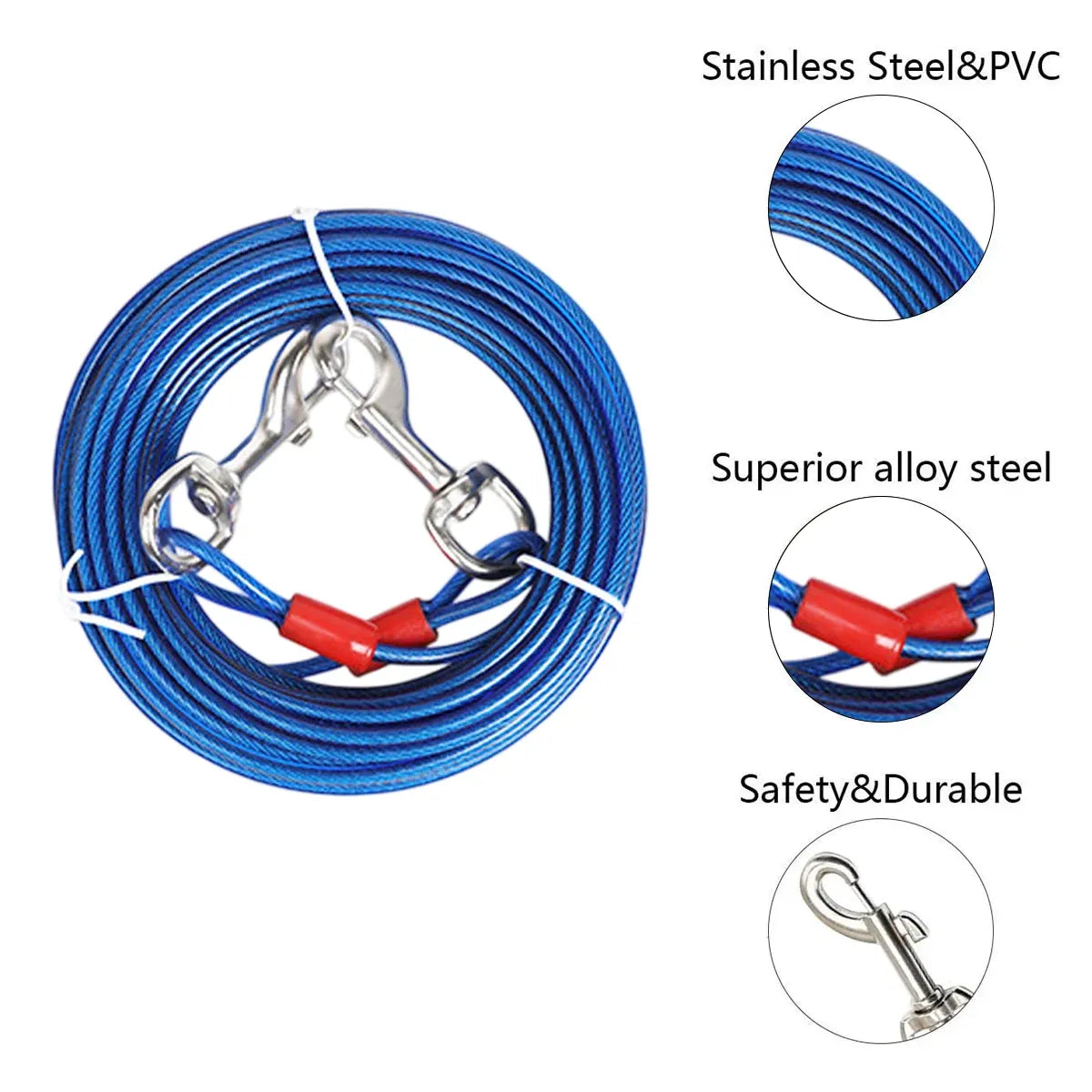 10m Dog Tie-Out Stake & Cable – Small to Medium Dogs
