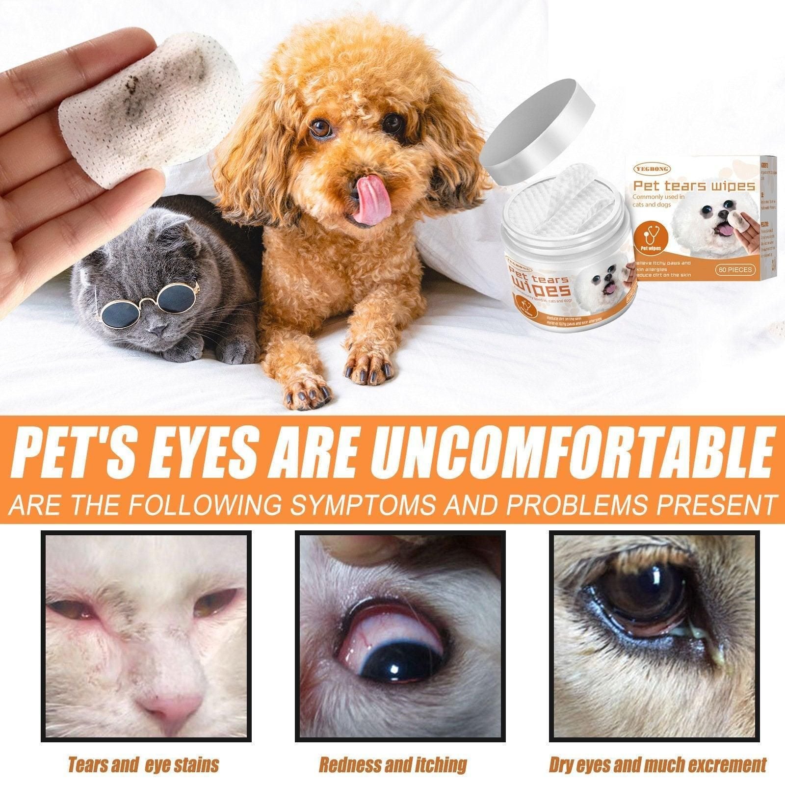 Dog and Cat Eye Wipes – 60 Pre-Moistened Pads