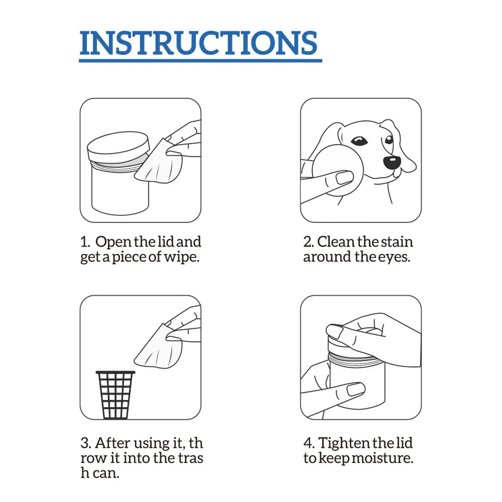 Dog and Cat Eye Wipes – 60 Pre-Moistened Pads