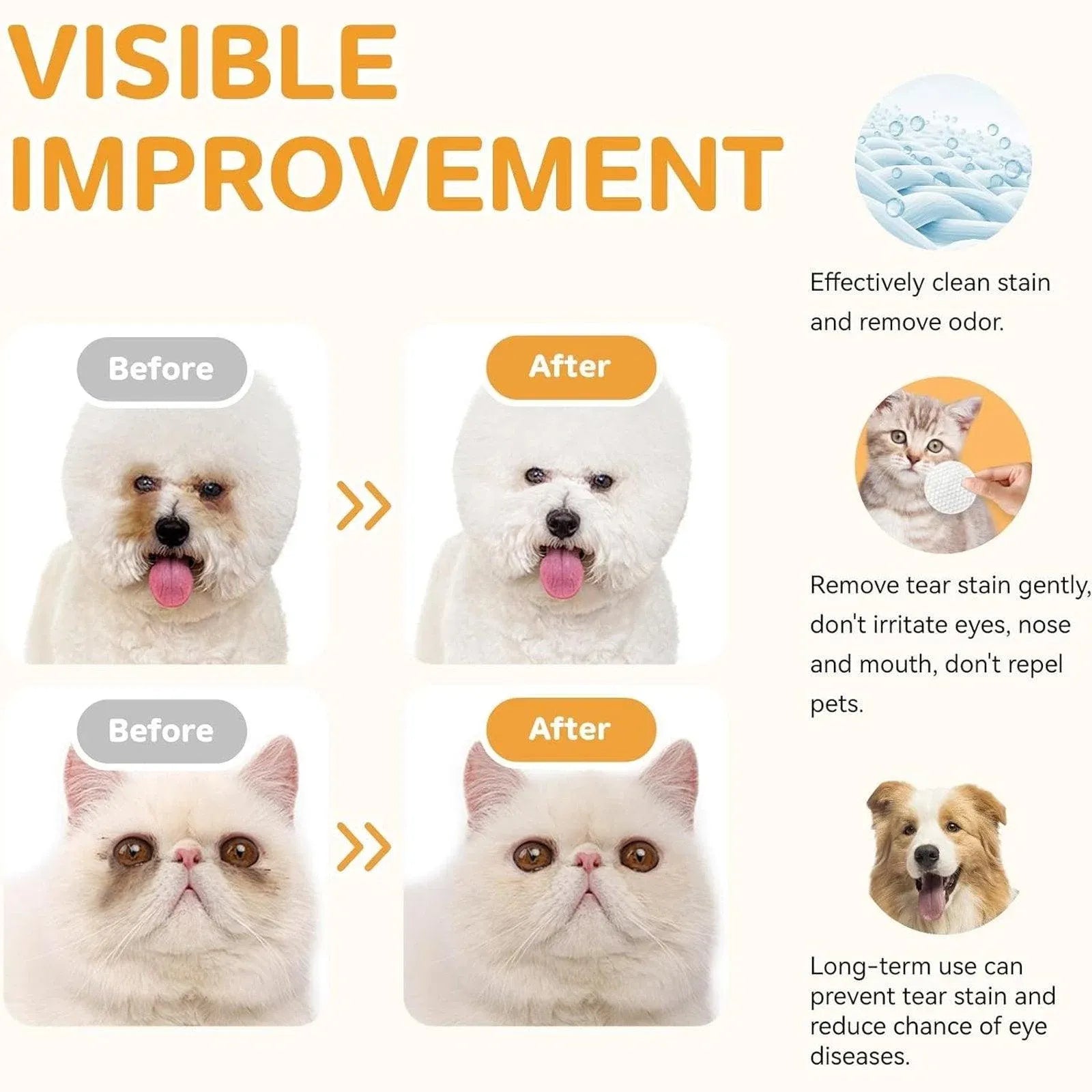 Dog and Cat Eye Wipes – 60 Pre-Moistened Pads
