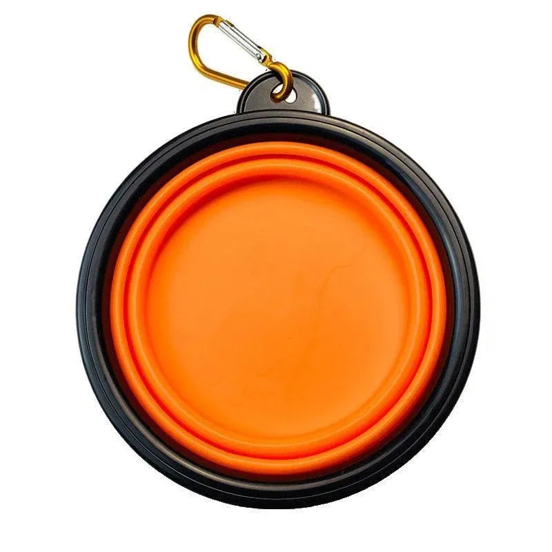 Collapsible Silicone Pet Bowl for Cat Dog Portable Food and Water Feeder - Orange