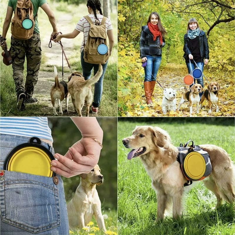 Collapsible Silicone Pet Bowl for Cat Dog Portable Food and Water Feeder - Orange