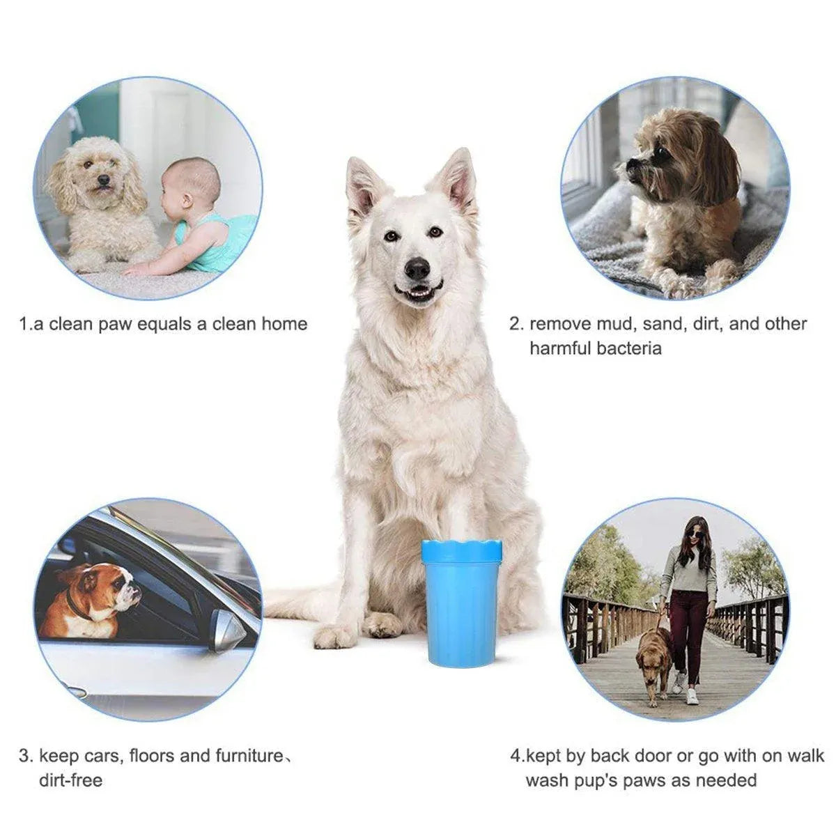 Dog Paw Cleaner Pet cat Foot Washer Cup Feet Clean Brush Cleaning Paws Wash Tool - Green