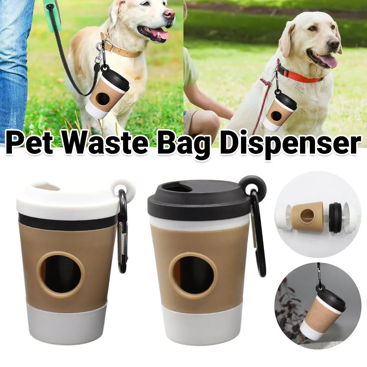 Black Dog Poop Bag Dispenser – Coffee Cup Design