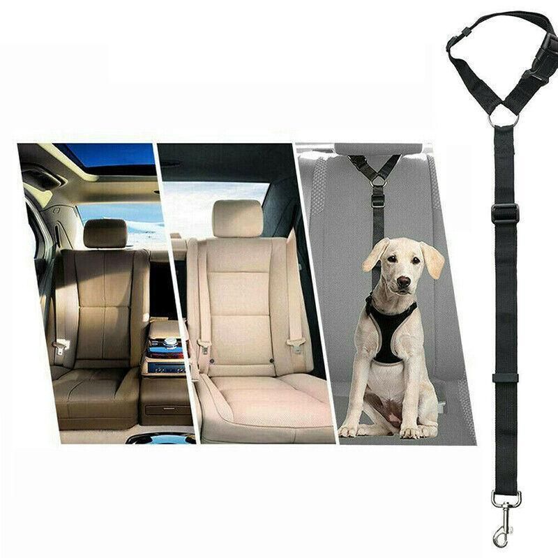 Dog Pet Safety Seat Belt Clip For Car Vehicle Seatbelt Adjustable Harness Lead - Orange