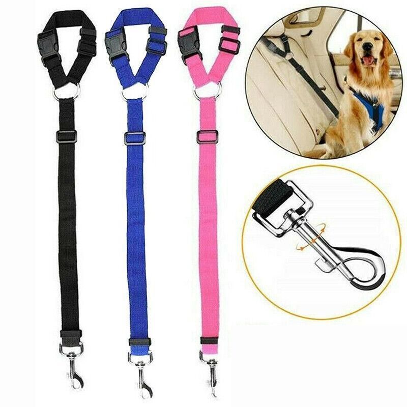 Dog Pet Safety Seat Belt Clip For Car Vehicle Seatbelt Adjustable Harness Lead - Orange