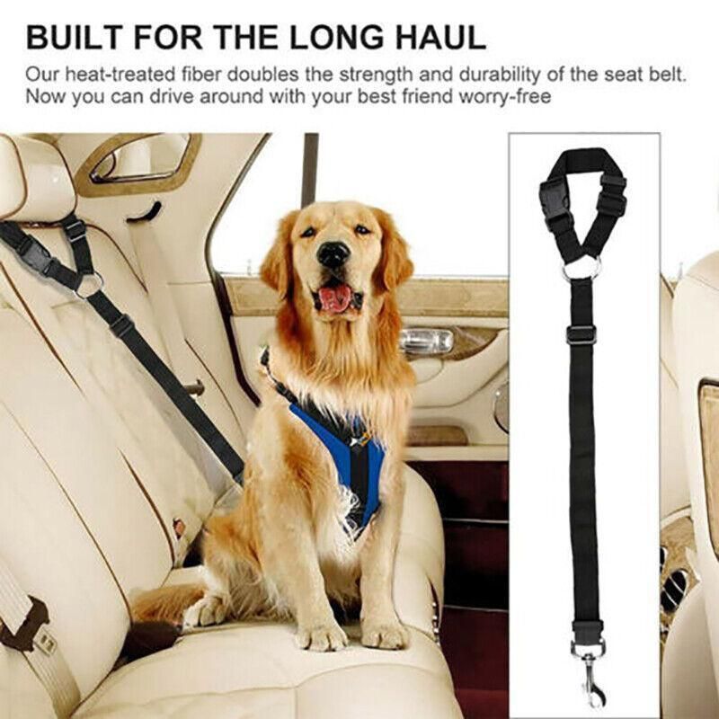 Dog Pet Safety Seat Belt Clip For Car Vehicle Seatbelt Adjustable Harness Lead - Orange