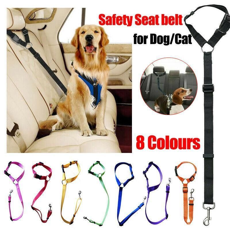 Dog Pet Safety Seat Belt Clip For Car Vehicle Seatbelt Adjustable Harness Lead - Red