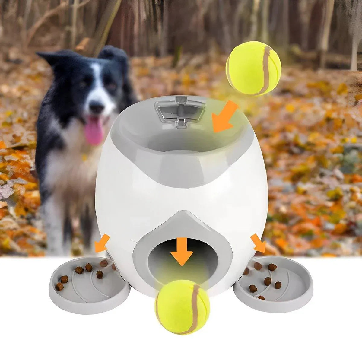 Grey Interactive Dog Tennis Feeder & Treat Reward Toy