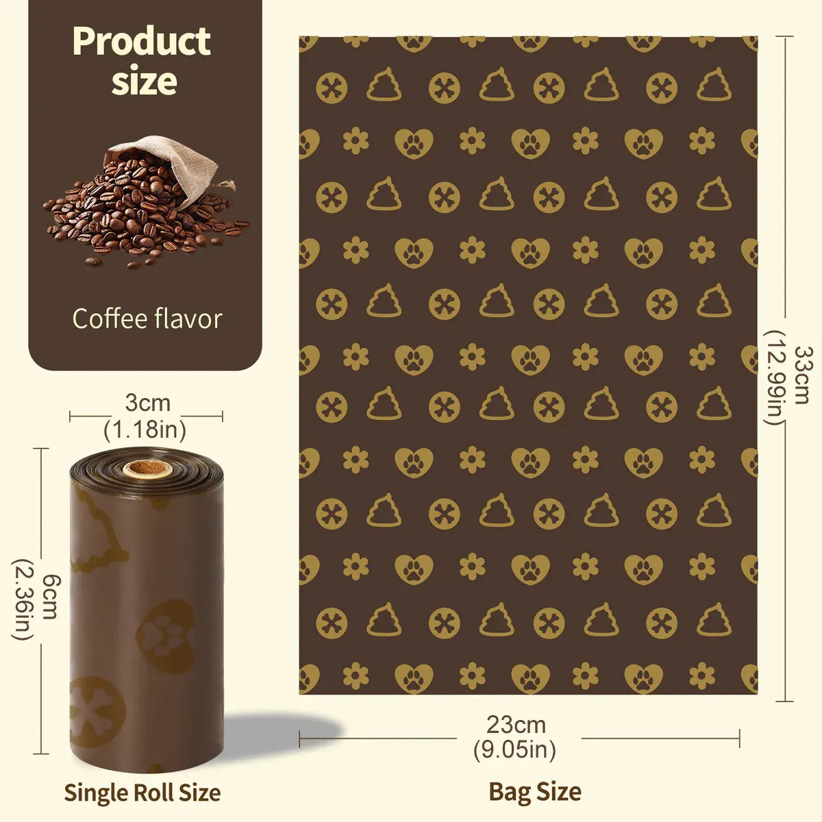 Coffee Scented Dog Poop Bags – 270 Pack, 18 Rolls
