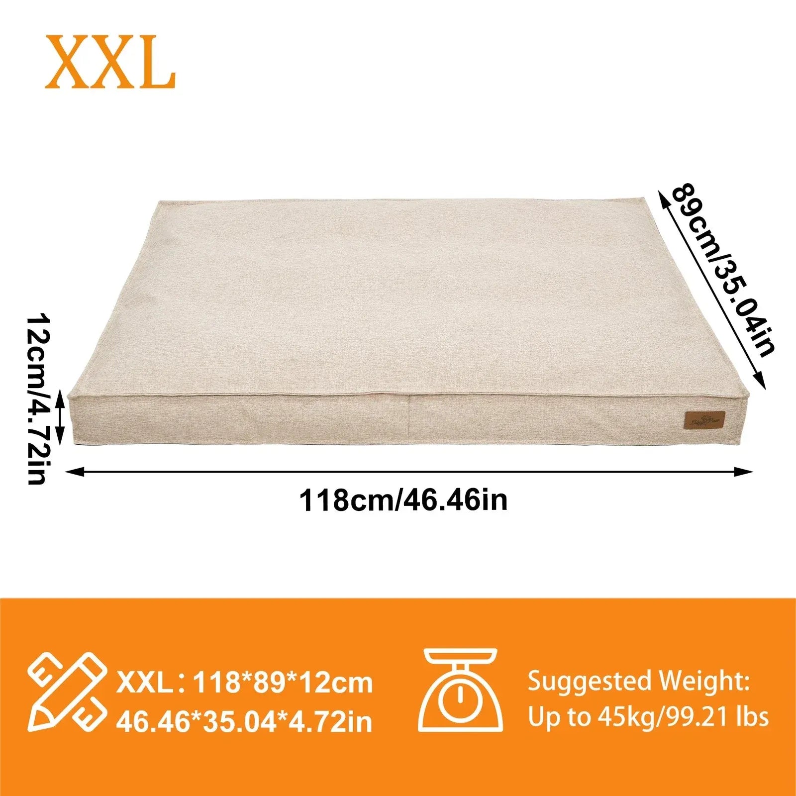 2XL Waterproof Dog Bed with Washable Cover – Khaki