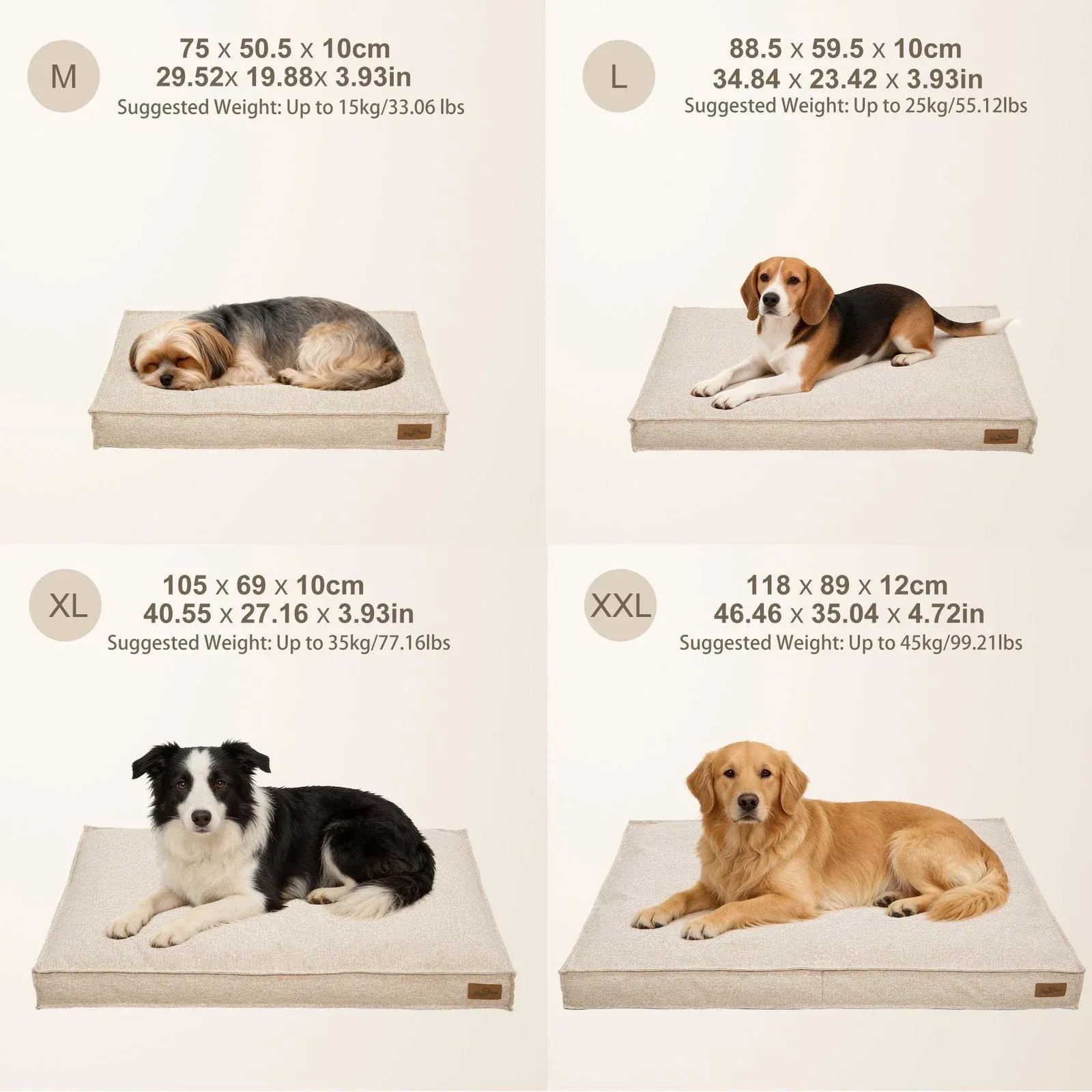 2XL Waterproof Dog Bed with Washable Cover – Khaki