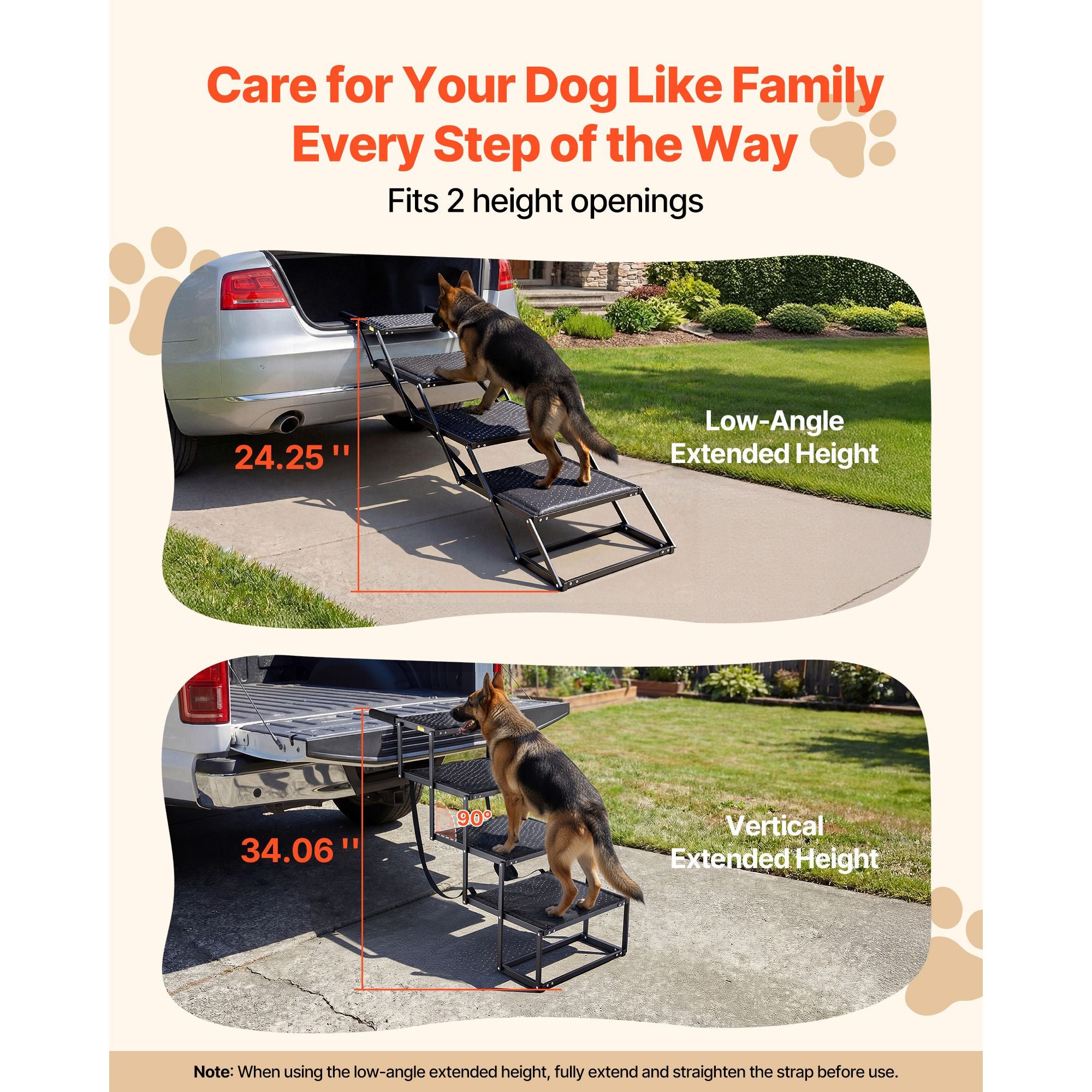 Foldable Dog Stairs for Cars – 4 Steps, 113kg Capacity