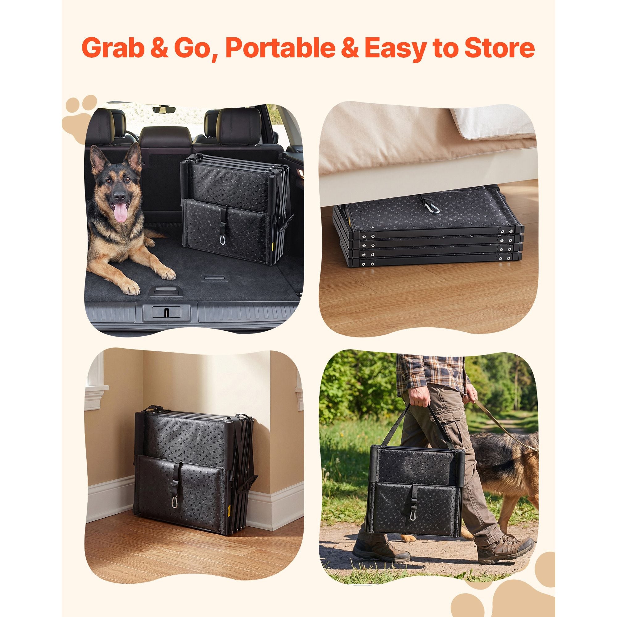 Foldable Dog Stairs for Cars – 4 Steps, 113kg Capacity