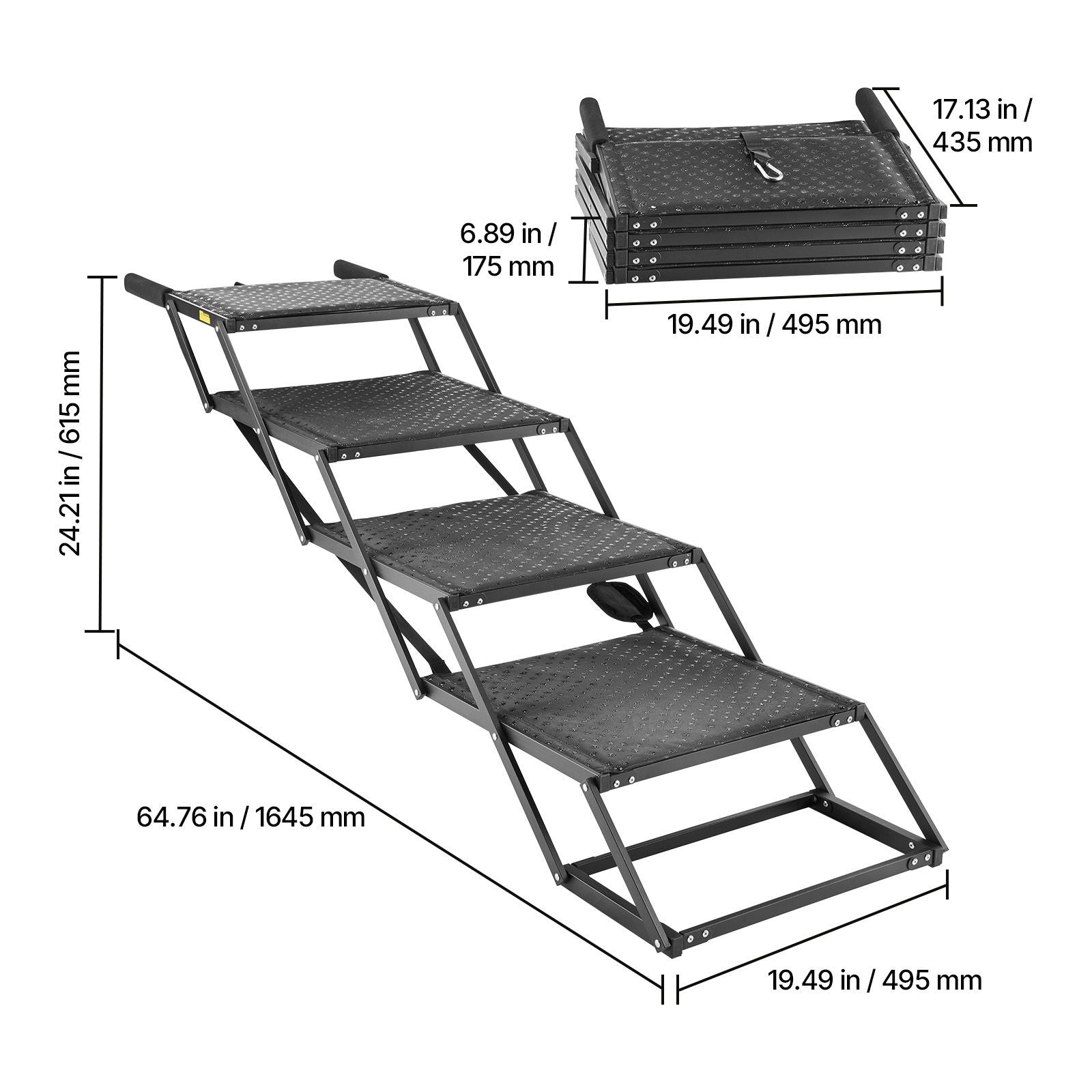 Foldable Dog Stairs for Cars – 4 Steps, 113kg Capacity